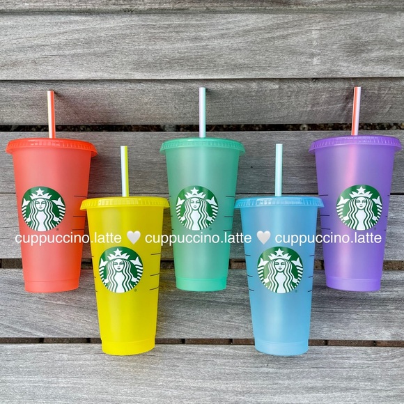 🌈NEW SET✏️Starbucks 2022 Back to School Rainbow Cold Cups & Emoji Hot Cups - Picture 4 of 14